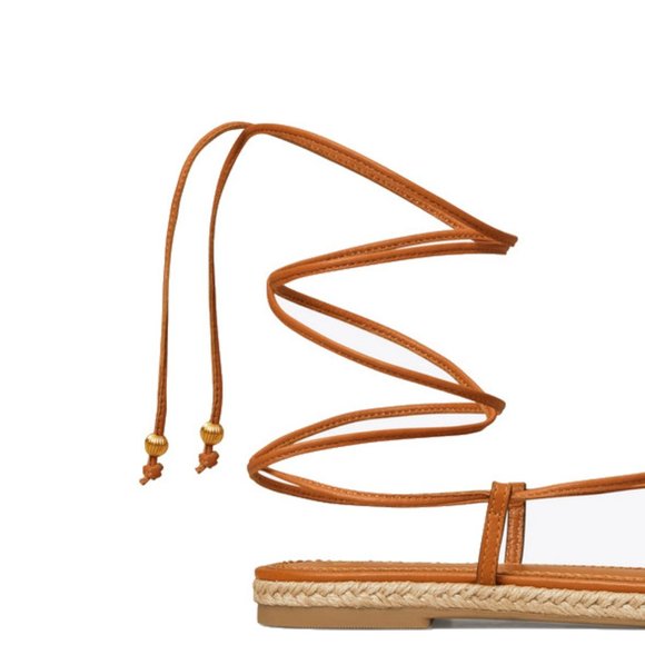 NEW Tory Burch Size 10 Women's Basket-Weave Espadrille Sandals - Aged Camello - Picture 3 of 5